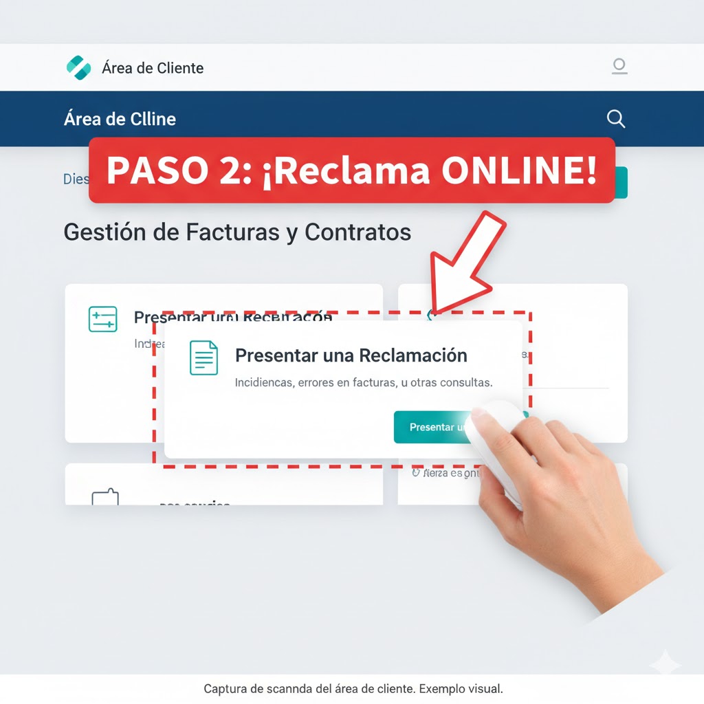 Captura de pantalla del área de cliente de Endesa mostrando dónde iniciar una reclamación online.