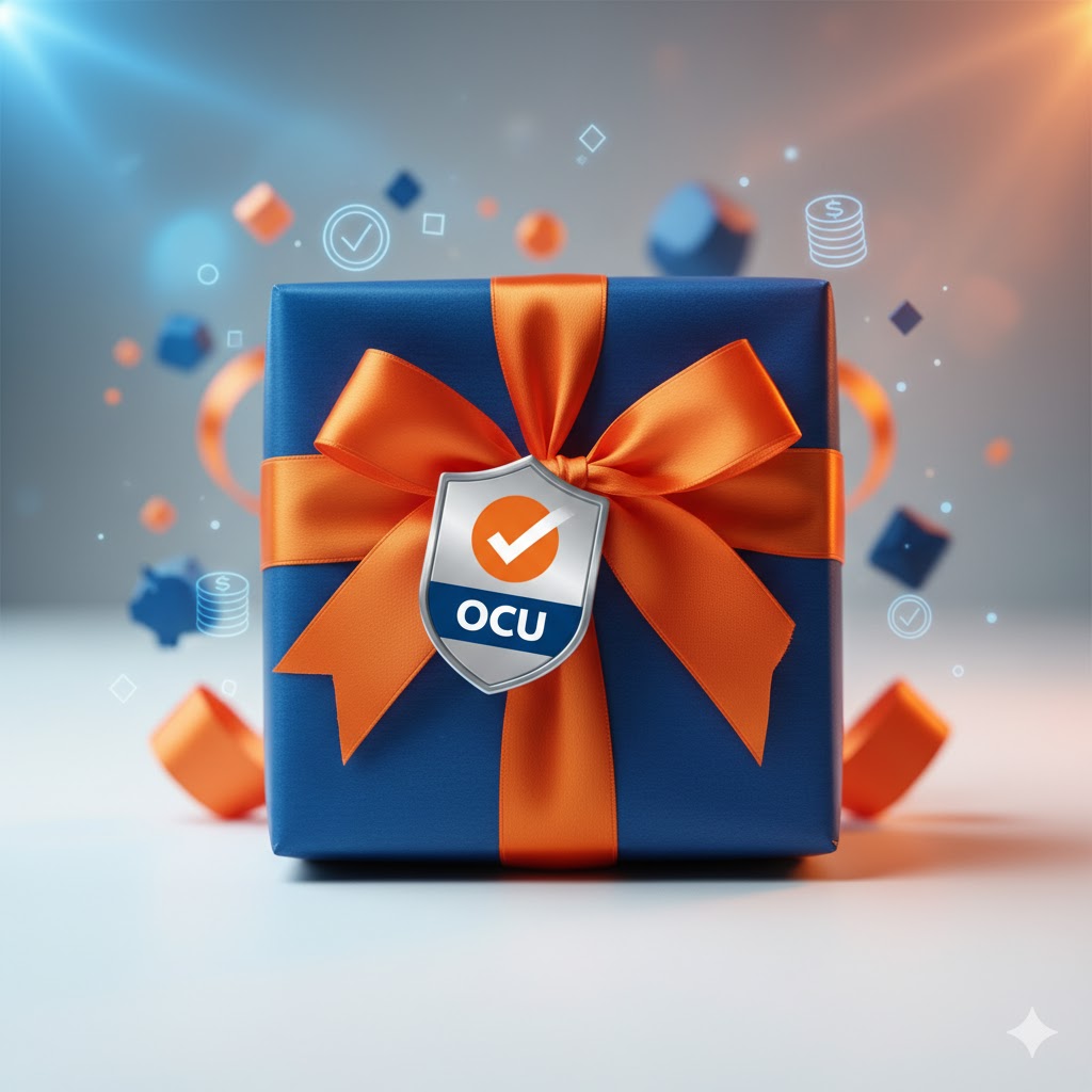 Presente exclusivo OCU para novos membros com escudo OCU e check de verificado